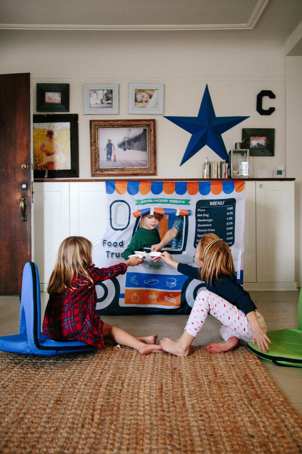 Blue Polyester Portable Teacher Chair C96463
