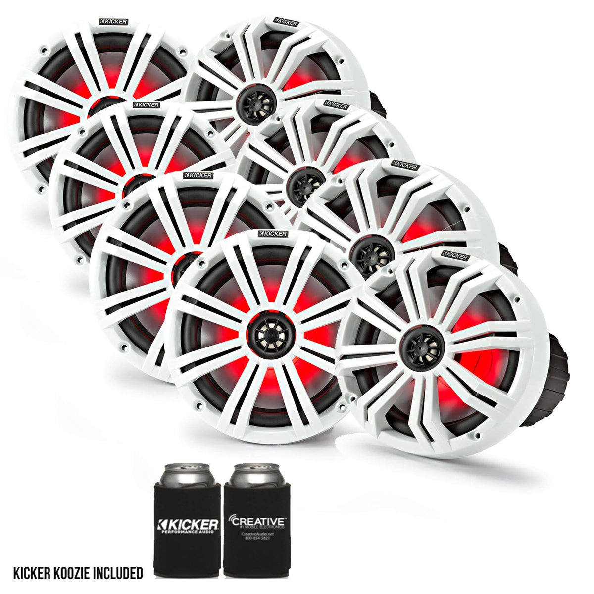 8" White Marine LED Speakers J4351