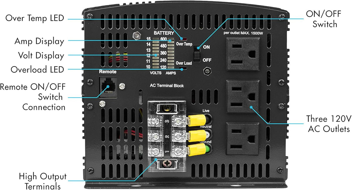 12V 5000 Watt Power Inverter with Remote Control D138565