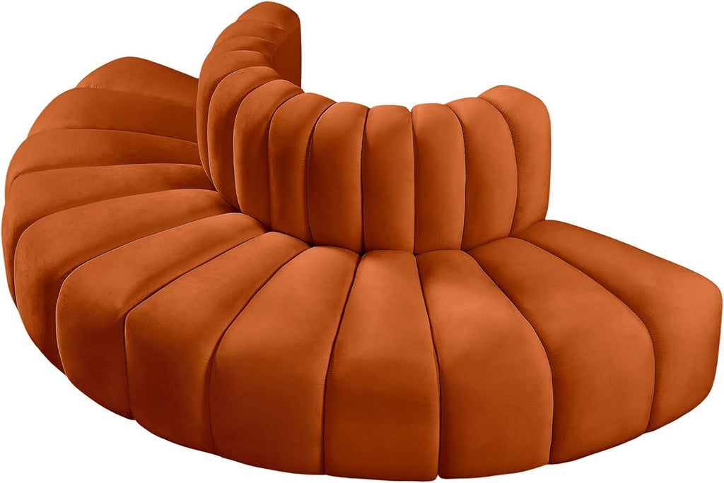 Cognac Velvet Sofa W3948