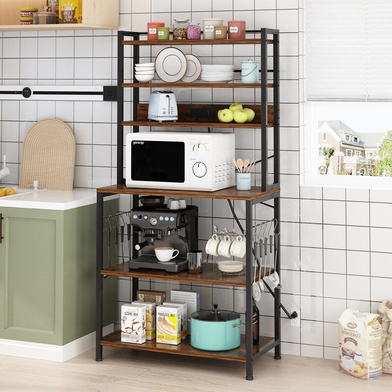 Vintage Kitchen Baker's Rack with Outlets W351