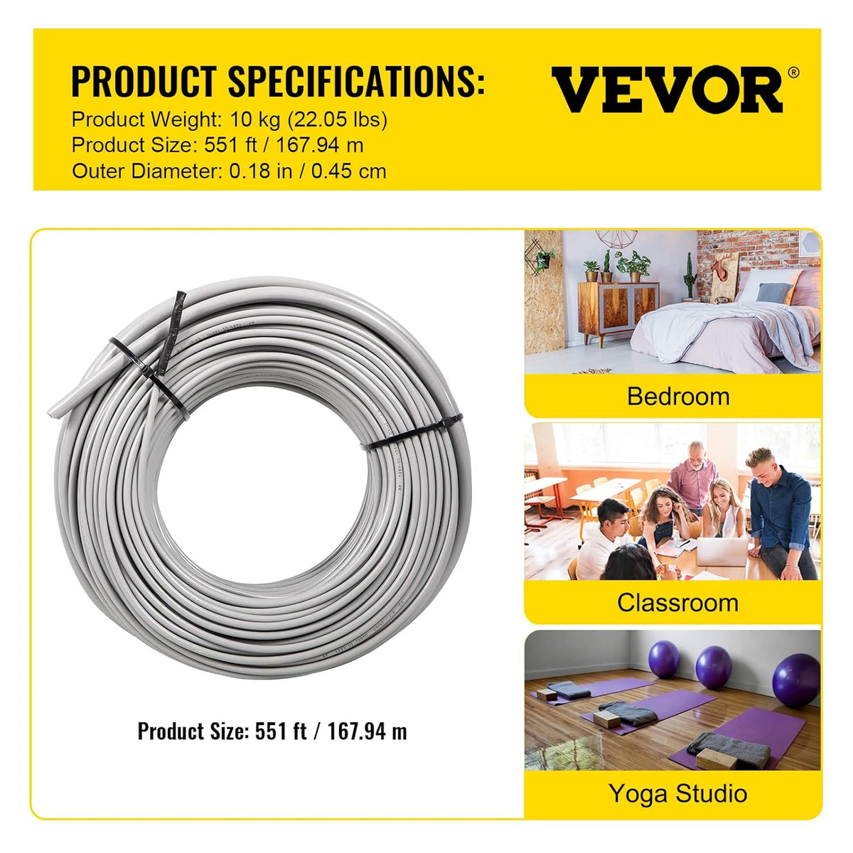 Floor Heating Cable 166.7 Square Feet with Temperature Control Panel L43070