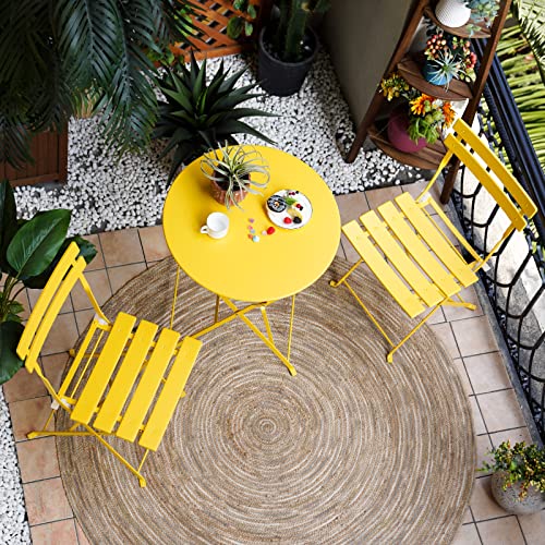 3-Piece Folding Bistro Set, 2 Chairs and 1 Table, Yellow V15586