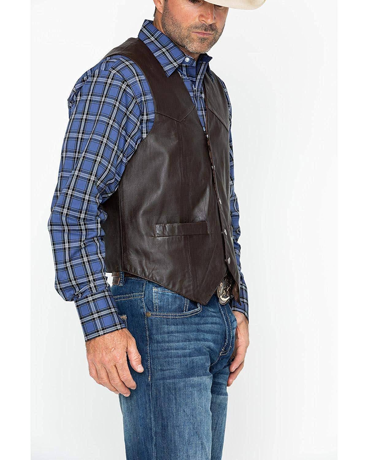 Brown Calf Suede Western Snap Vest O457