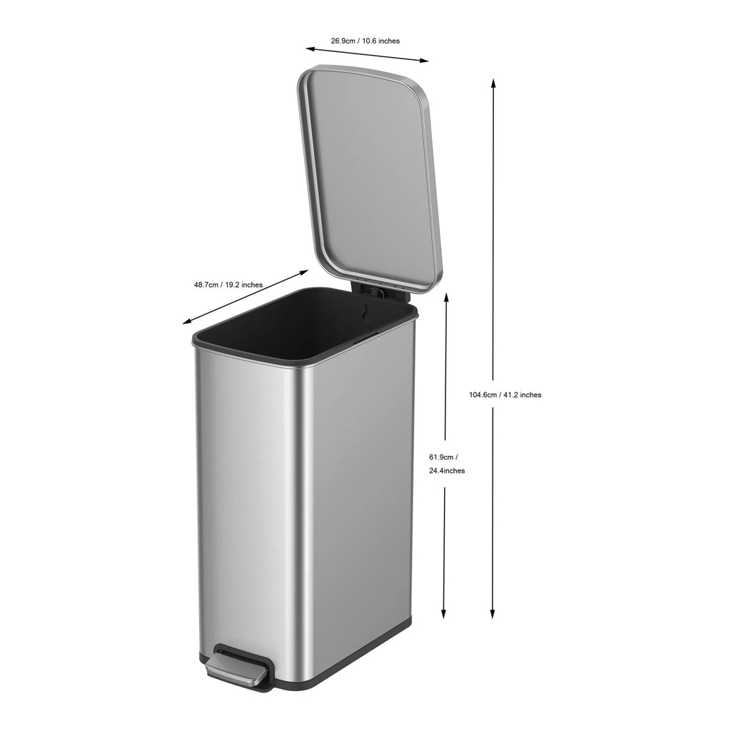 13.2 Gallon Stainless Steel Slim Step Trash Can R486253