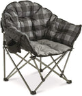 Oversized Red Plaid Folding Camping Chair with Padded Seats G32587