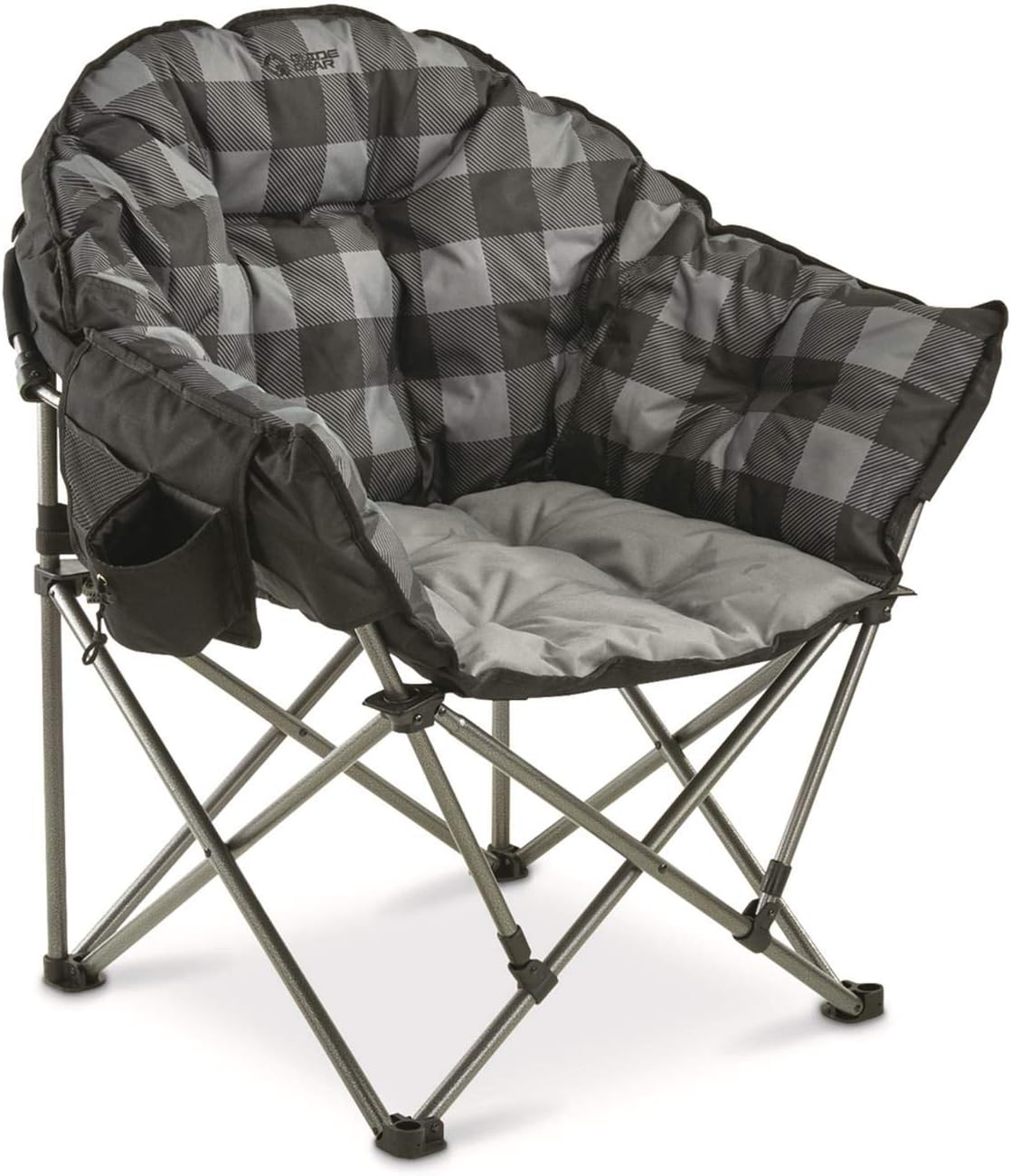 Oversized Red Plaid Folding Camping Chair with Padded Seats G32587