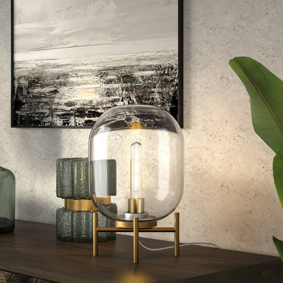 Clear Glass Globe Table Lamp O374