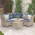 4-Piece PE Wicker Rattan Sofa Set with Adjustable Backs X7656