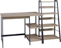 Modern Home Office Desk & 4-Shelf Bookcase Set Reclaimed Wood Z881448