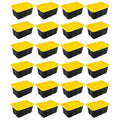 38 Gallon Black/Yellow Stackable Storage Tote with Lid, 8 Pack K913256