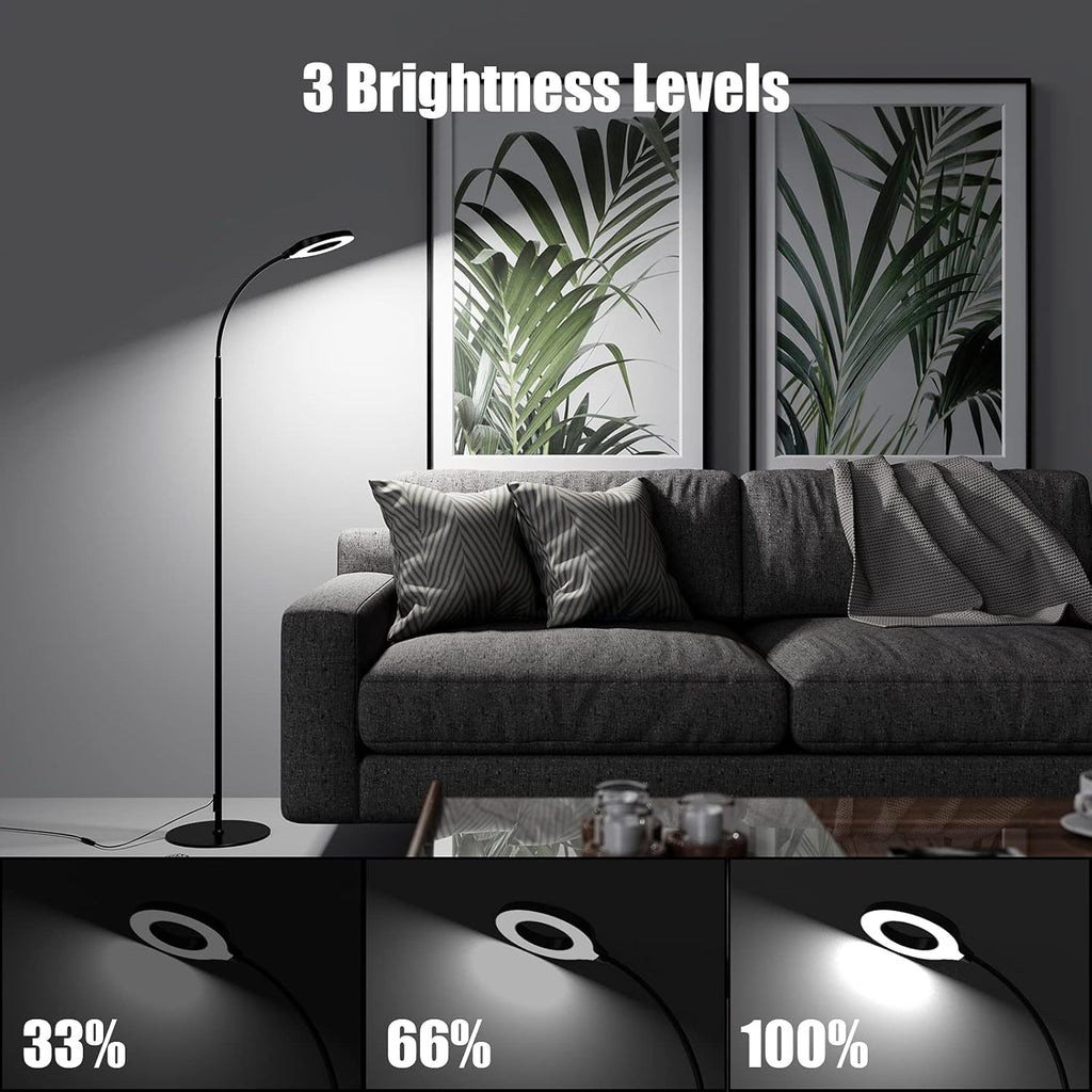 Black Dimmable LED Floor Lamp with Adjustable Gooseneck A14593
