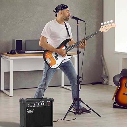 Full Size Electric Bass Guitar 4 String with AMP, Cable, Strap, Bag and Accessories (Black) T89081