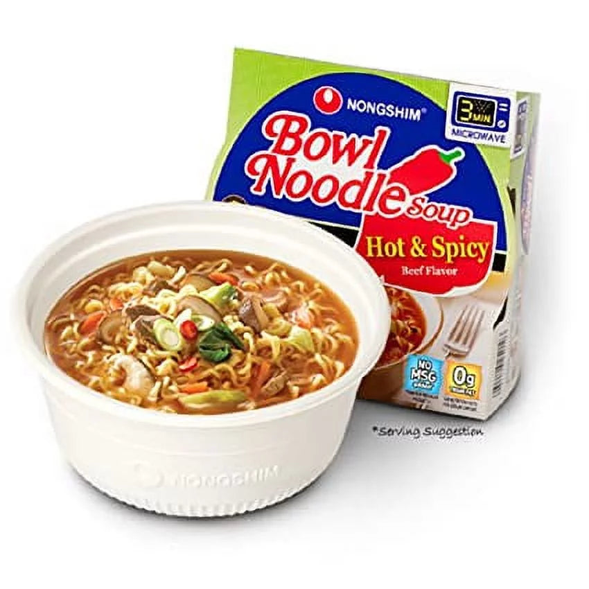 3.03oz X 18 Count Hot & Spicy Beef Ramyun Ramen Noodle Soup Bowl J562656
