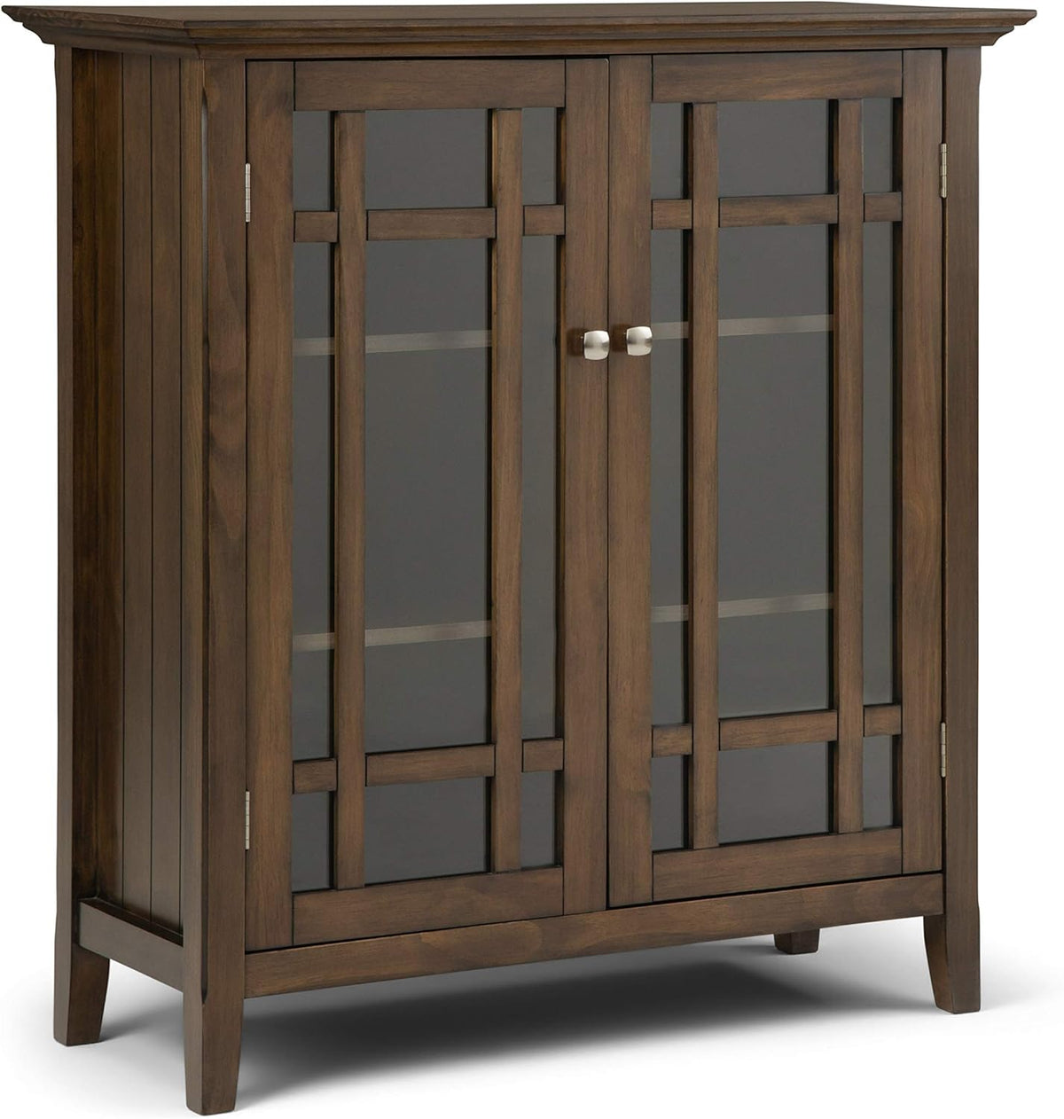 Solid Wood Storage Cabinet with 2 Tempered Glass Doors C5818