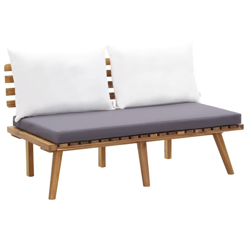 4 Piece Patio Lounge Set with Dark Gray Cushions Acacia Wood Outdoor Sectional Sofa Set Y289109