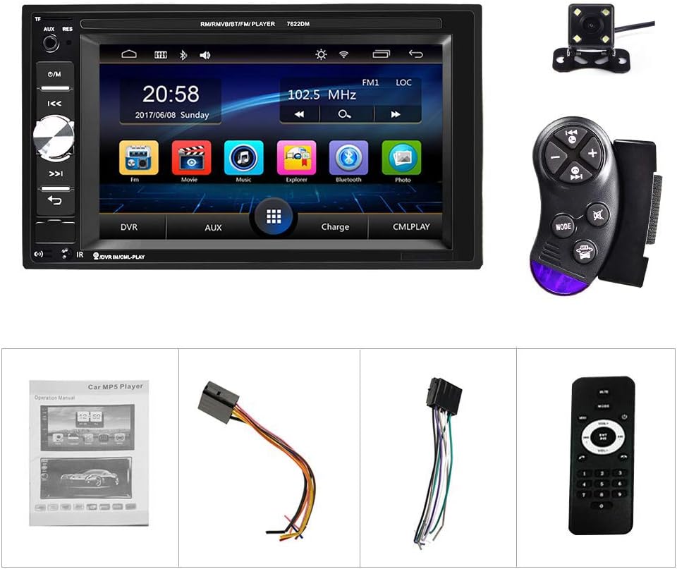 6.2 Inch Double Din Car Multimedia Player with Backup Camera Pack of 2 Y8217