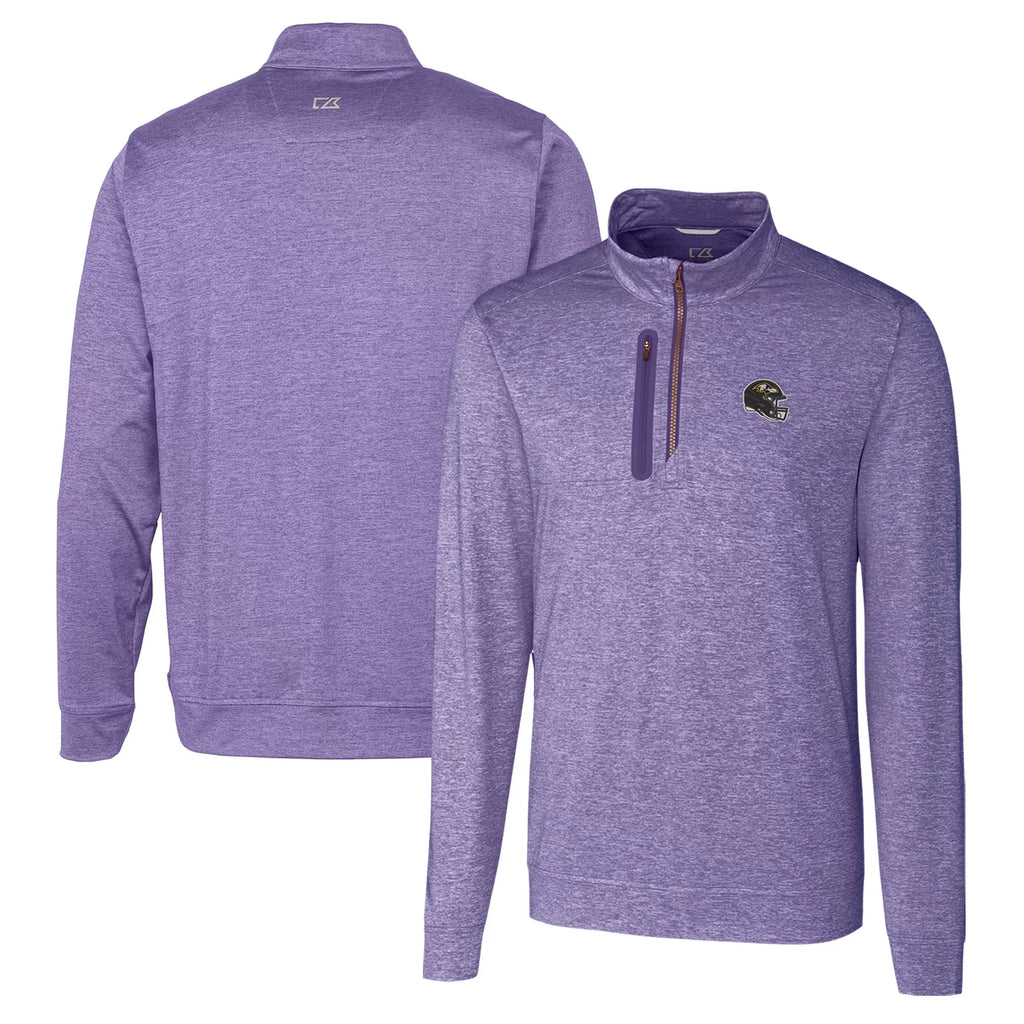 Men's Purple Heathered Quarter-Zip Pullover Top N7908
