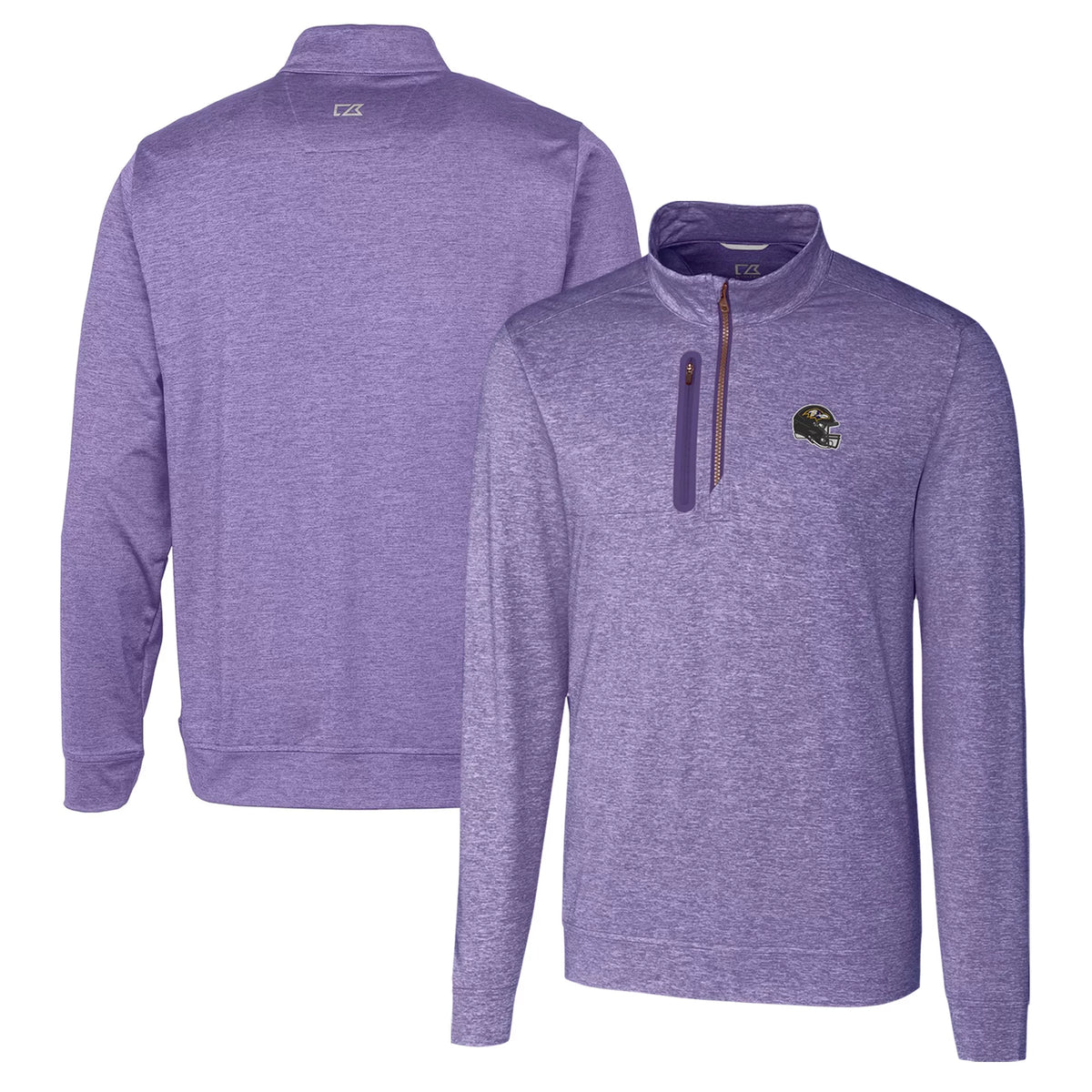 Men's Purple Heathered Quarter-Zip Pullover Top N7908