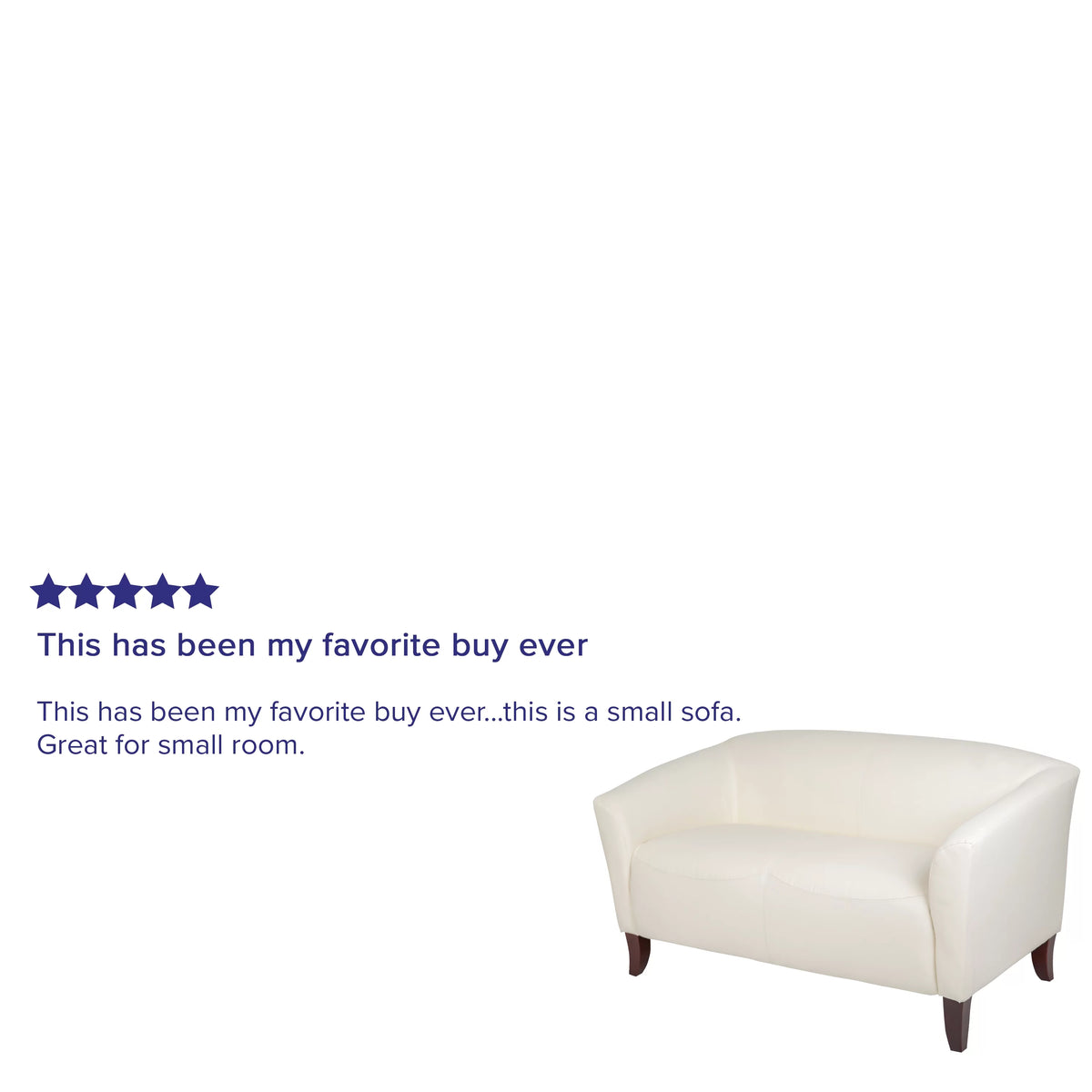 Ivory LeatherSoft Loveseat with Cherry Wood Feet K503