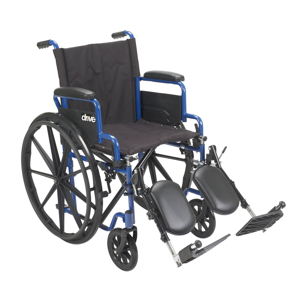 Blue Streak Wheelchair with Flip Back Desk Arms, Elevating Leg Rests, 16" Seat I324
