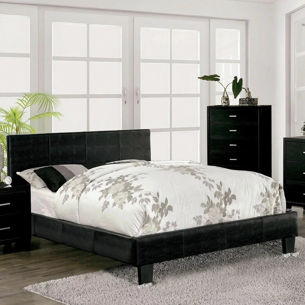 Contemporary Black Solid Wood Full Bedroom Set 6pcs Y4127