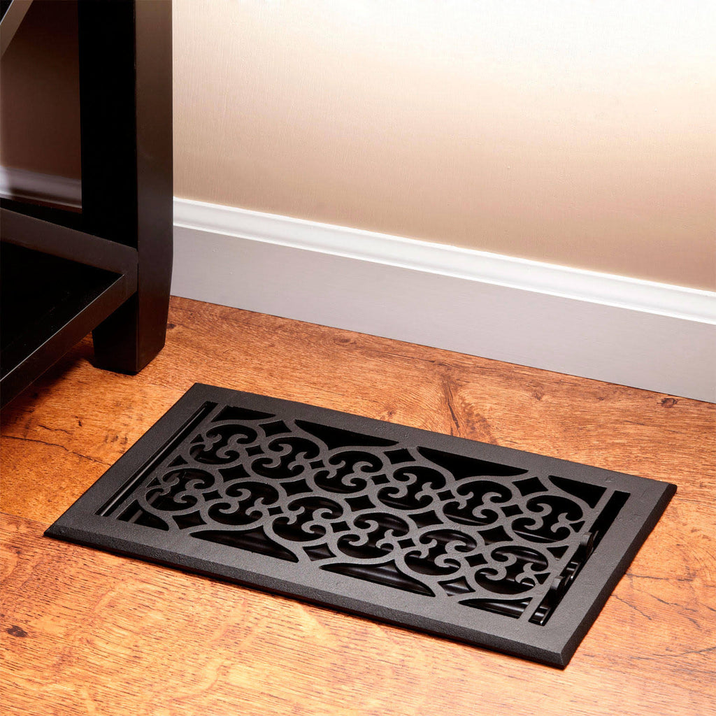 Cast Iron Floor Register in Black Powder Coat Z6283