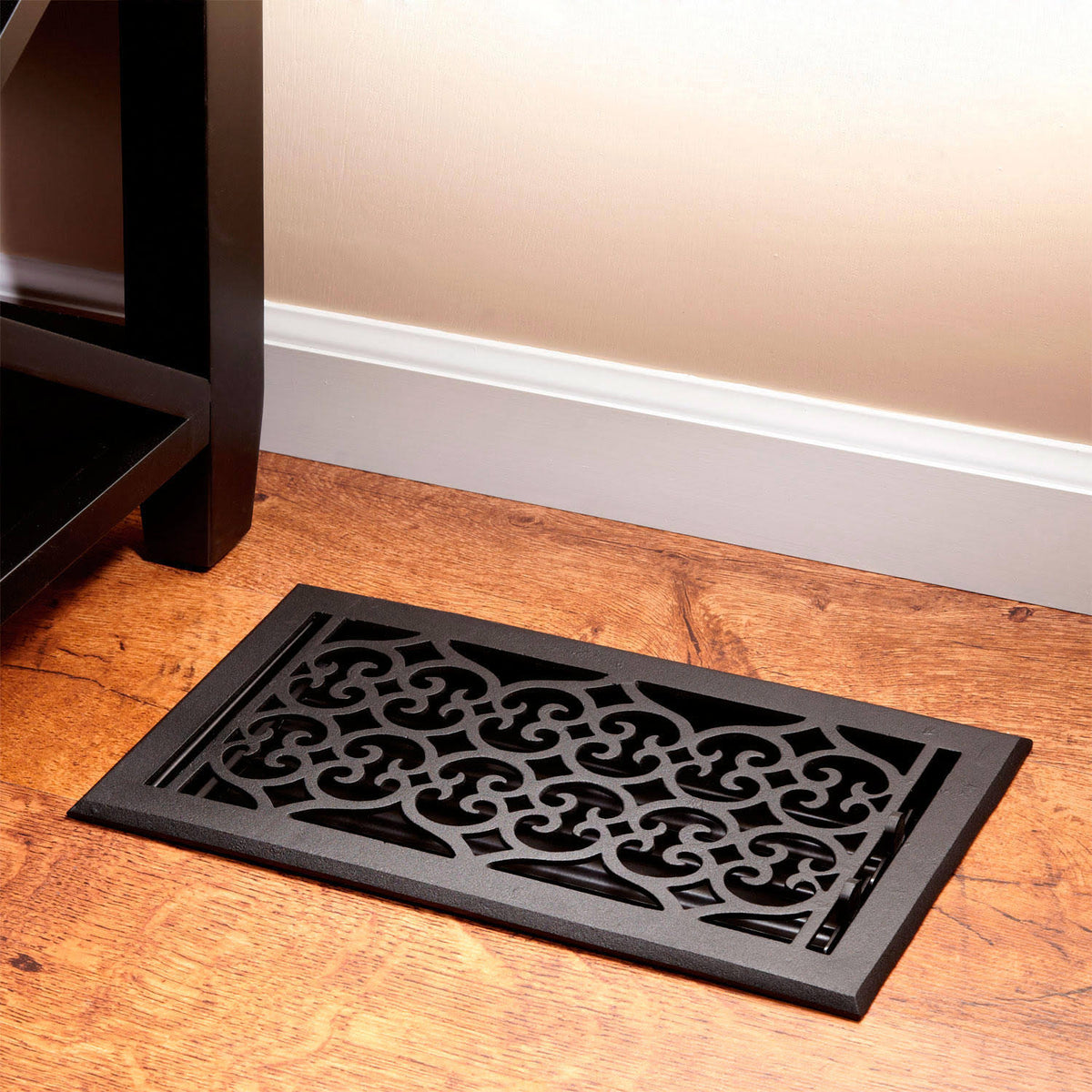Cast Iron Floor Register in Black Powder Coat Z6283