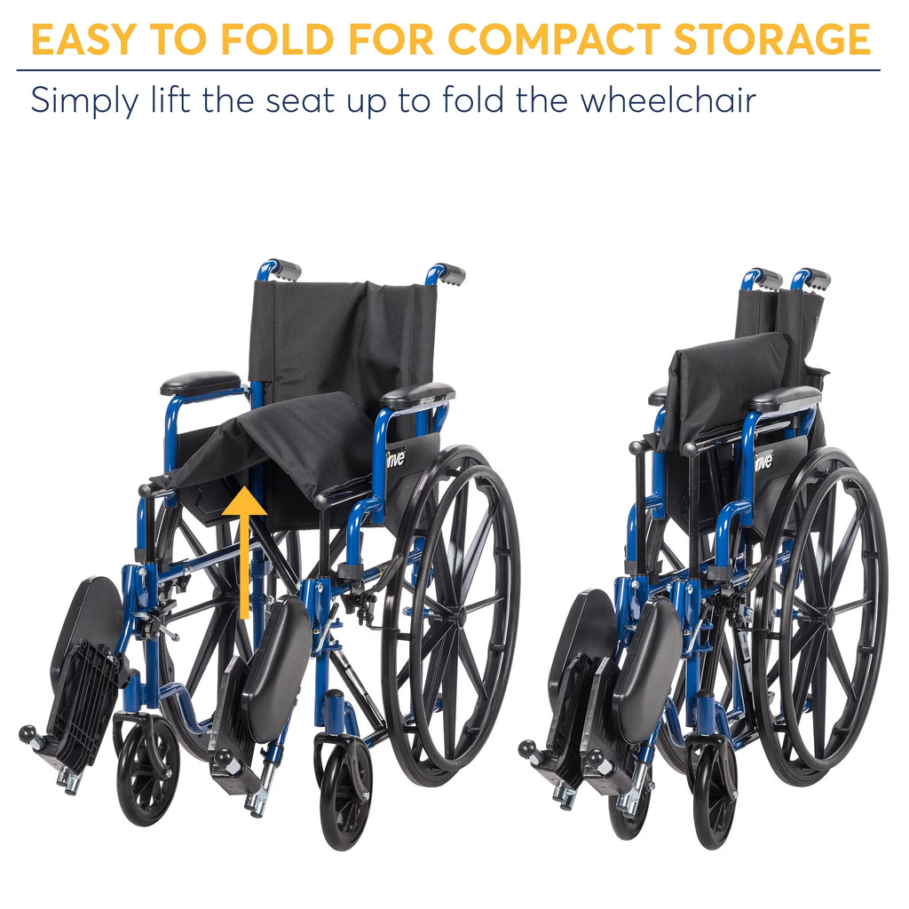 Blue Streak Wheelchair with Flip Back Desk Arms, Elevating Leg Rests, 16" Seat I324