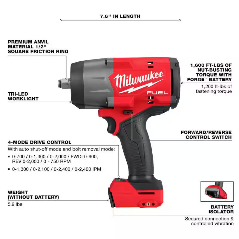 18V Lithium-Ion Brushless Cordless 1/2 in. Impact Wrench with Friction Ring P98024