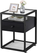 Black Nightstand with Drawer and Shelf X578473