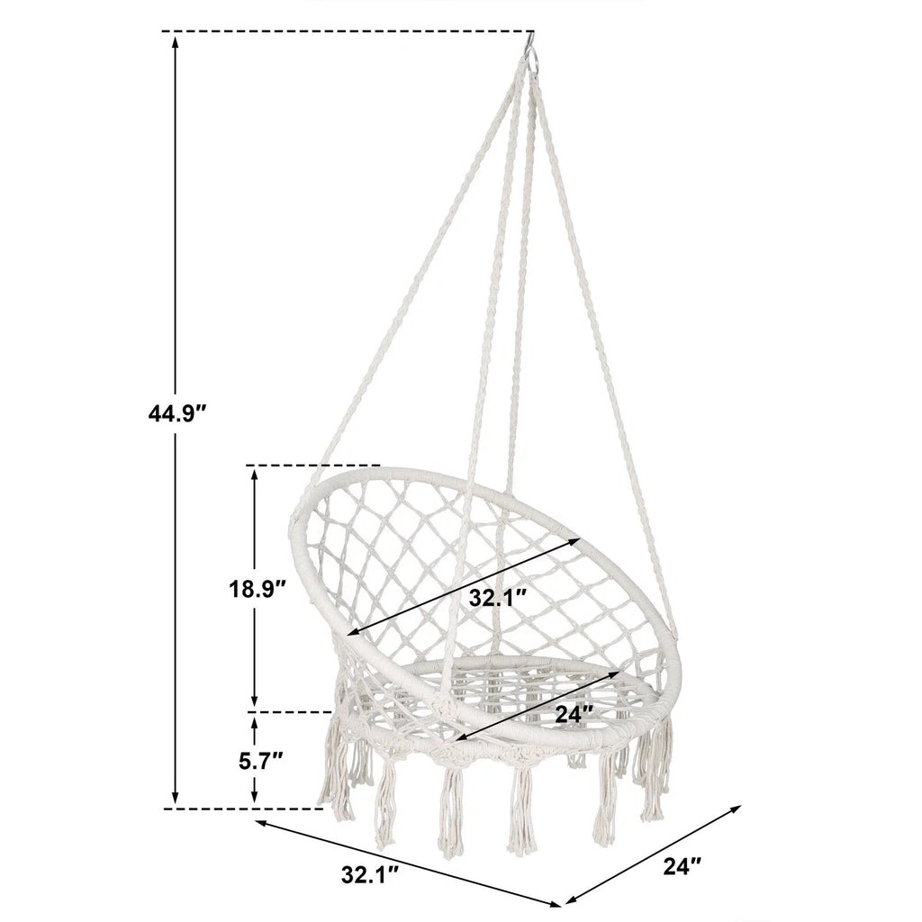 Beige Cotton Rope Hammock Chair A8971