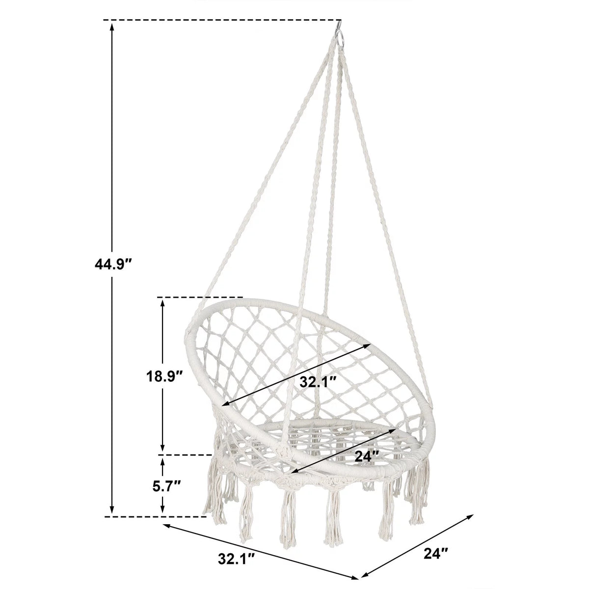 Beige Cotton Rope Hammock Chair A8971
