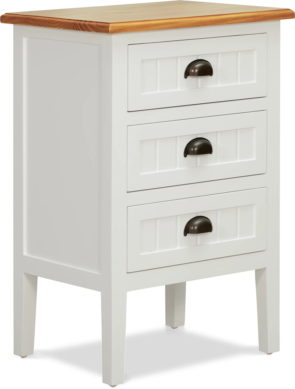 White 3 Drawer Solid Wood End Table C822