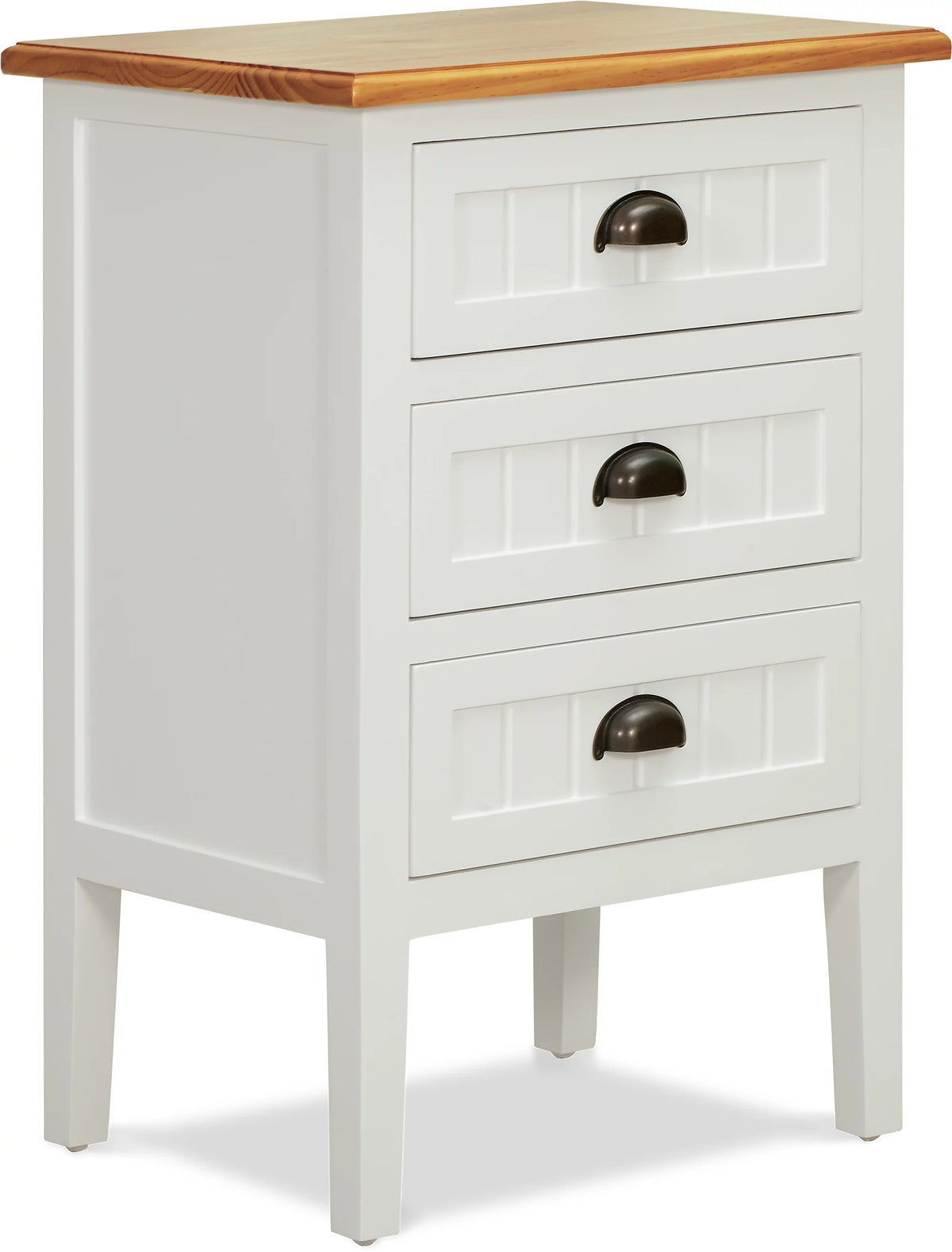 White 3 Drawer Solid Wood End Table C822