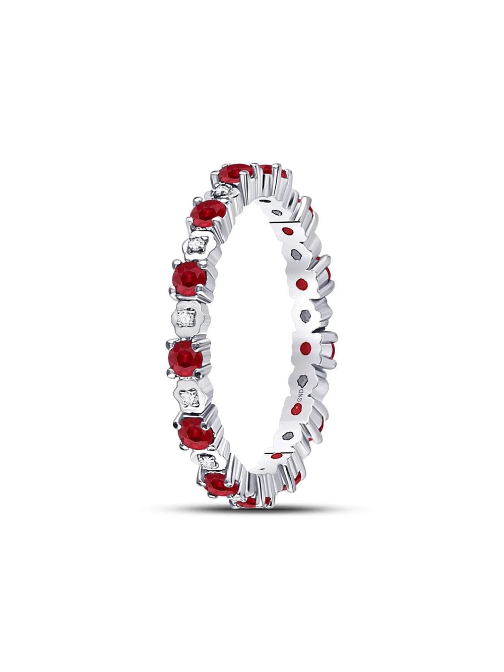 10kt White Gold Ruby Diamond Eternity Band Ring G9571