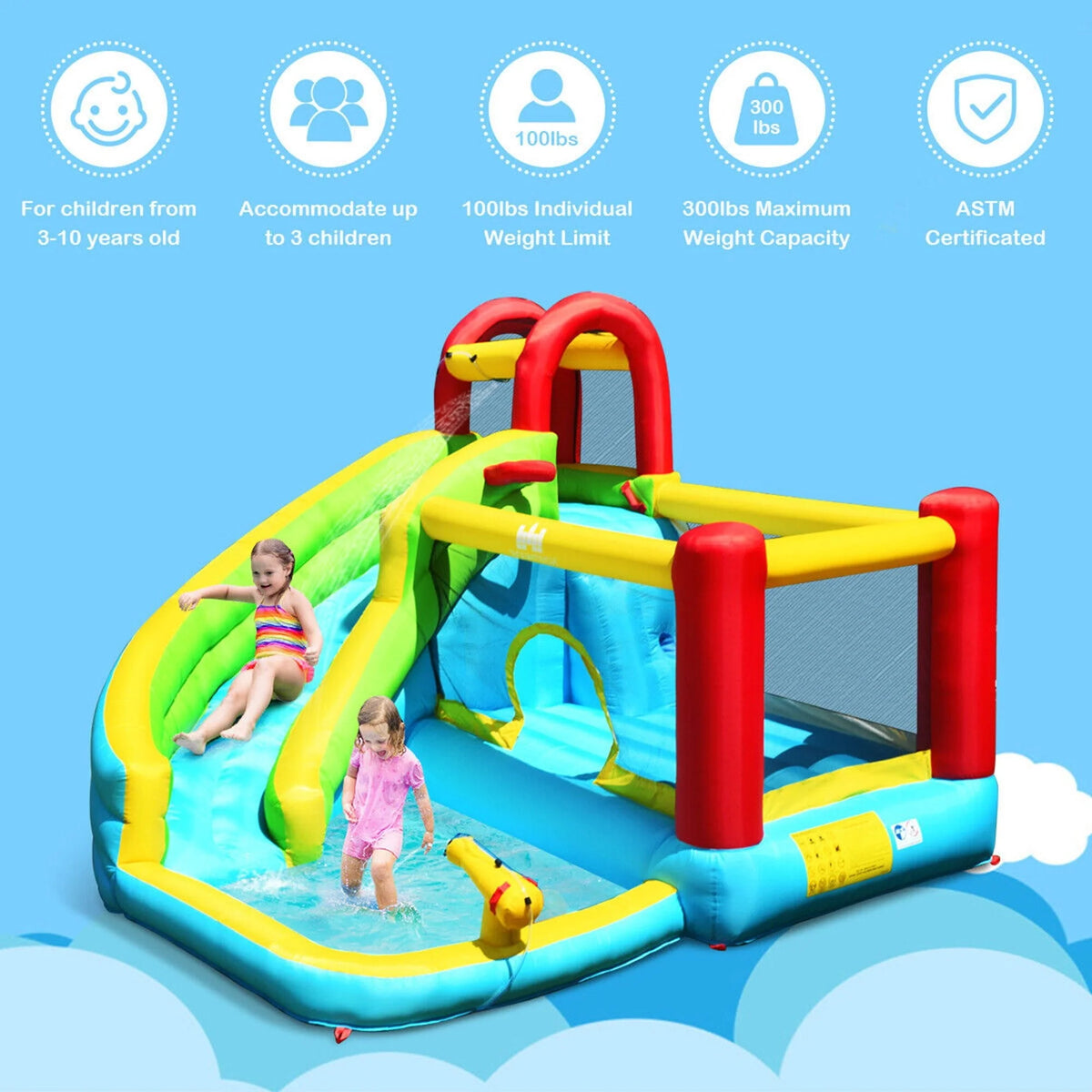 Inflatable Kids Water Slide Bounce House Splash Pool C6143