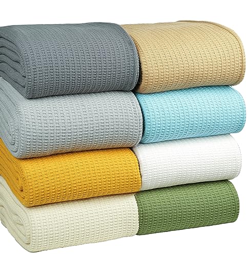 Queen Size White Cotton Throw Blanket 90 x 90 Inches G2323