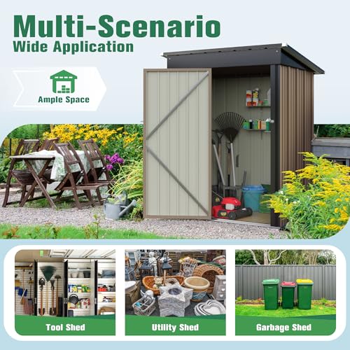 5 x 3 FT Waterproof Metal Garden Storage Shed Y928
