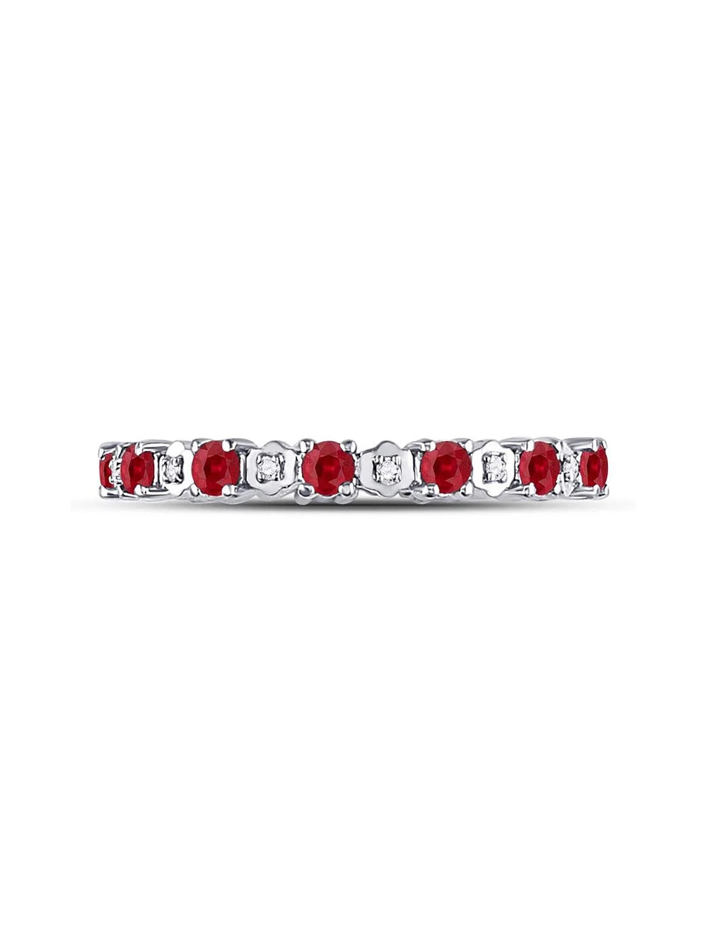 10kt White Gold Ruby Diamond Eternity Band Ring G9571