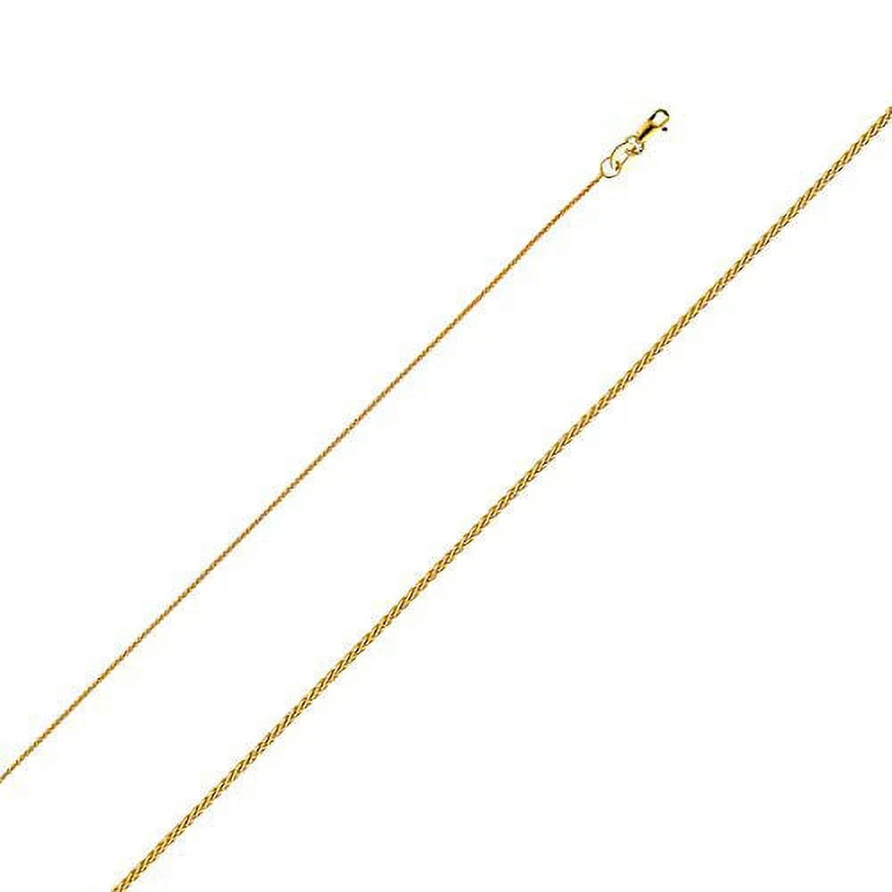 14k Yellow Gold Heart Locket Pendant with 0.8 mm Wheat Chain 16'' - 22'' R293