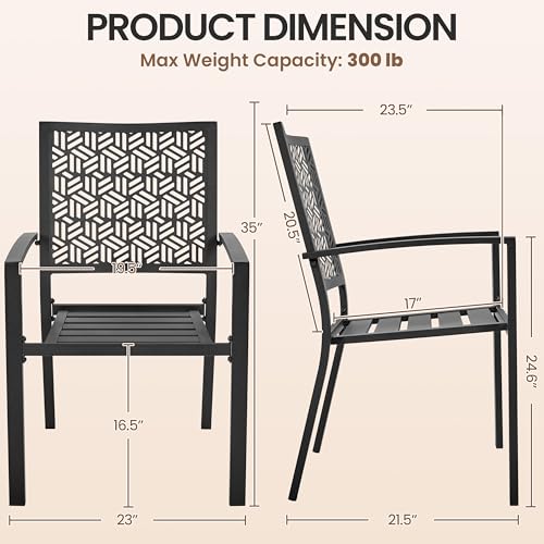Black Stackable Metal Outdoor Dining Chairs Set of 6 K705288