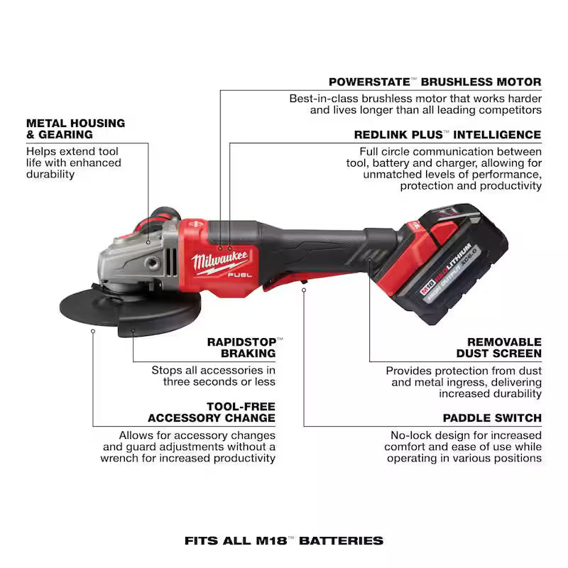 18V Brushless Cordless 4-1/2 in./6 in. Grinder and Hammer Drill O88569