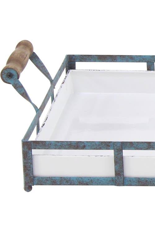 Set of 2 Blue Metal Farmhouse Tray Q45051