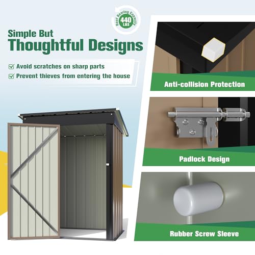 5 x 3 FT Waterproof Metal Garden Storage Shed Y928