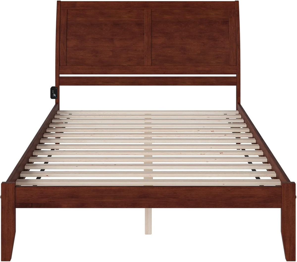 King Walnut Wood Platform Bed D5165
