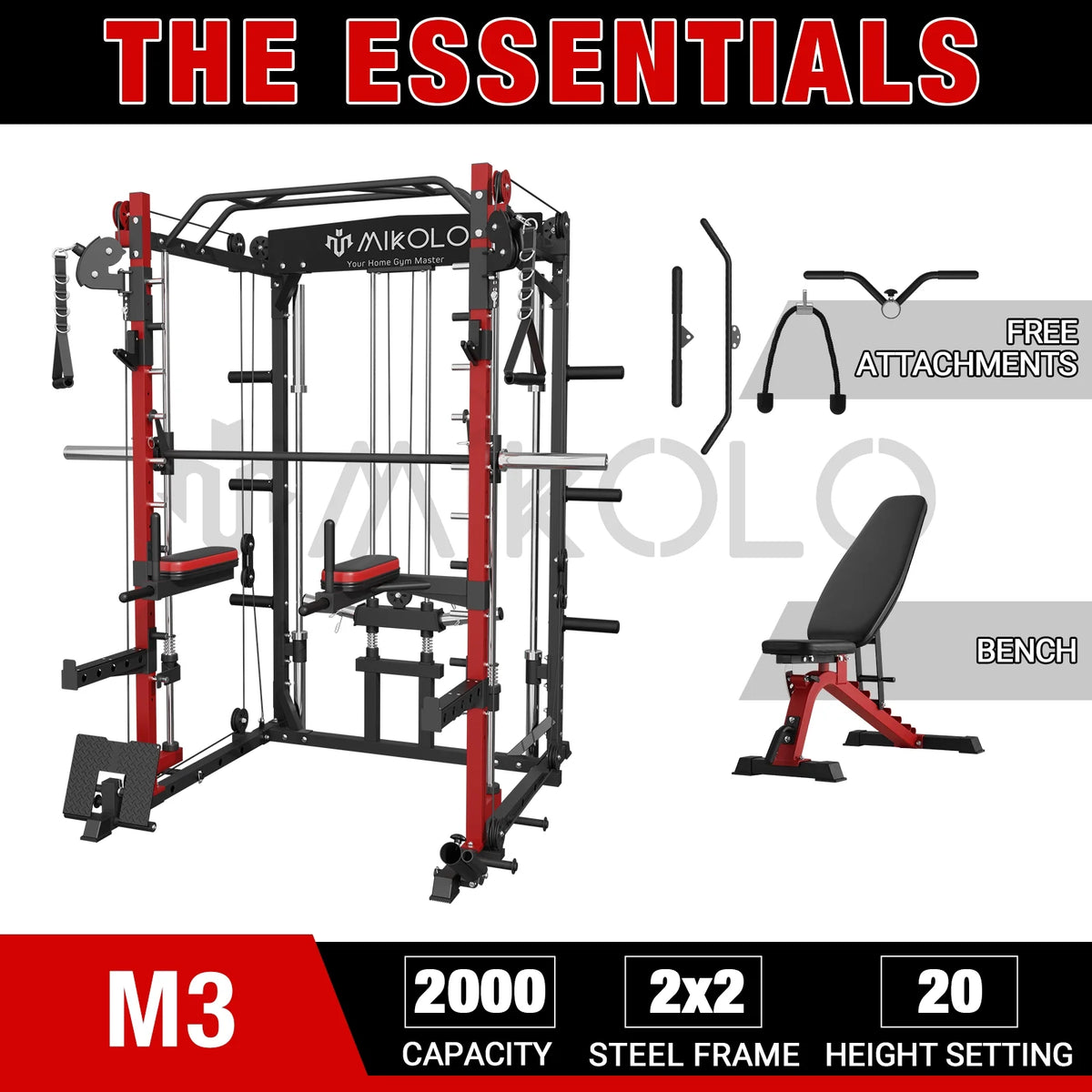 2000lbs Squat Rack with Weight Bench Combo F573506