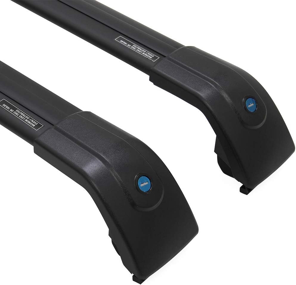 Roof Rack Side Rails Black Cross Bars Adjustable Lockable E27125