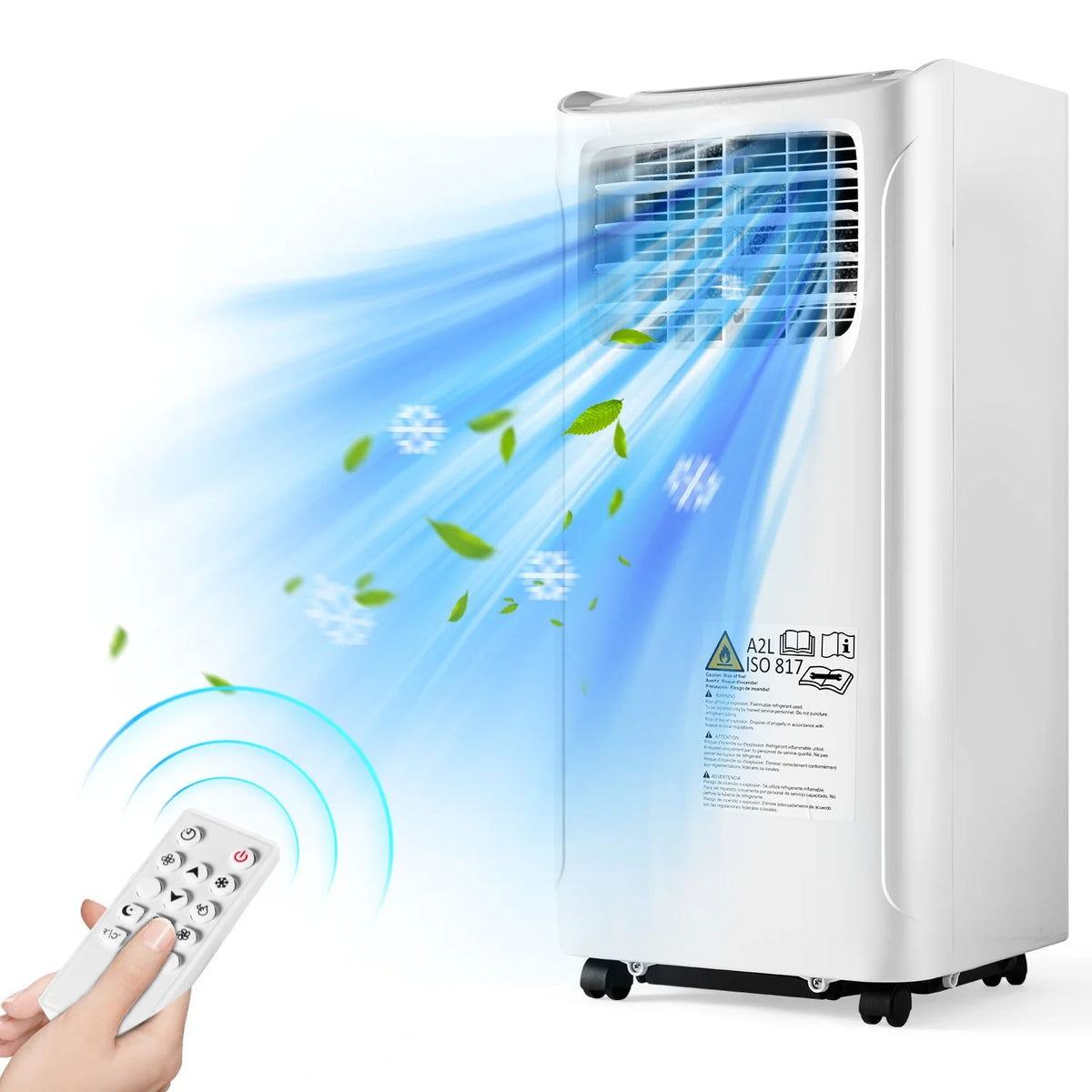 White 9700 BTU Portable Air Conditioner with Dehumidifier Function and Fan Mode with Window Kit C69197