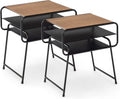 3-Tier Side End Table Set Of 2 Brown & Black S80693